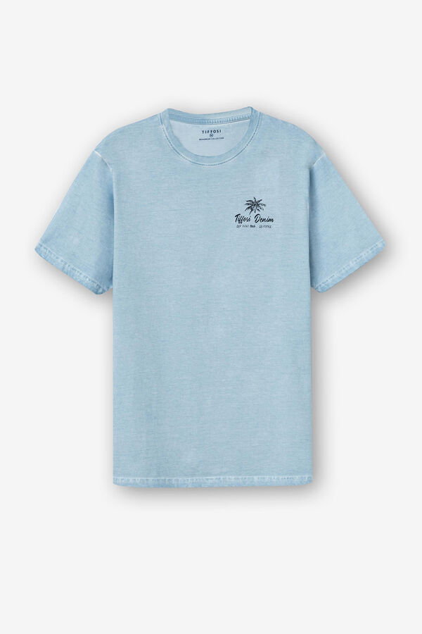 Springfield Washed-Effect T-shirt with Print blue