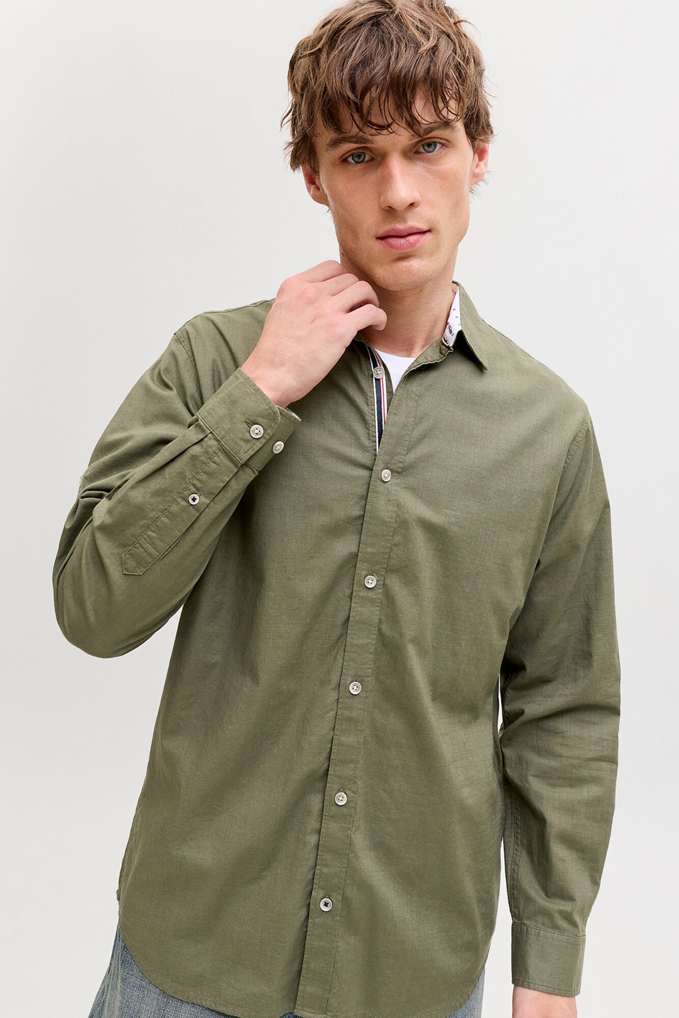 Jack & Jones Lang&auml;rmeliges Baumwollhemd