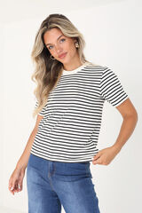 Springfield Striped T-shirt with short sleeves black