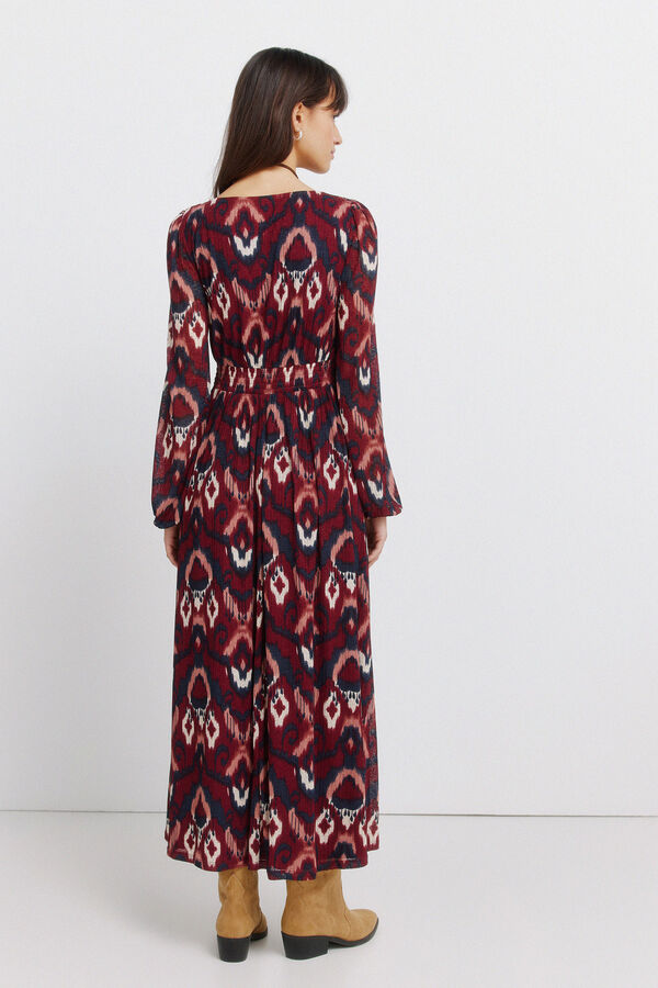 Springfield Print long sleeve dress blue