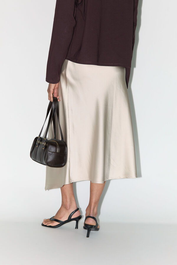 Balmohk Asymmetric satin-finish skirt pink