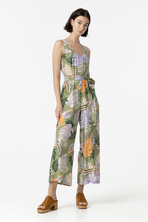 Springfield Flowing Printed Jumpsuit with Belt green