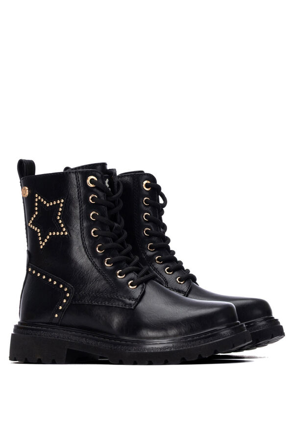 XTI Faux leather military ankle boots black
