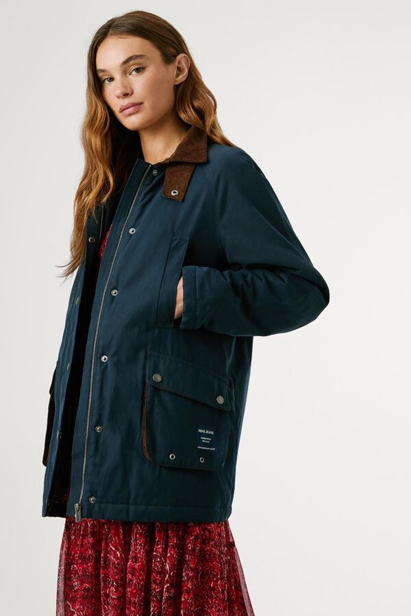 Pepe Jeans Waterproof Shirt Collar Jacket blue