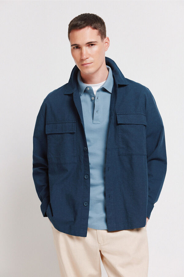 Springfield Linen overshirt blue