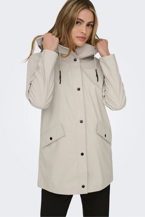 Only Hooded raincoat grey