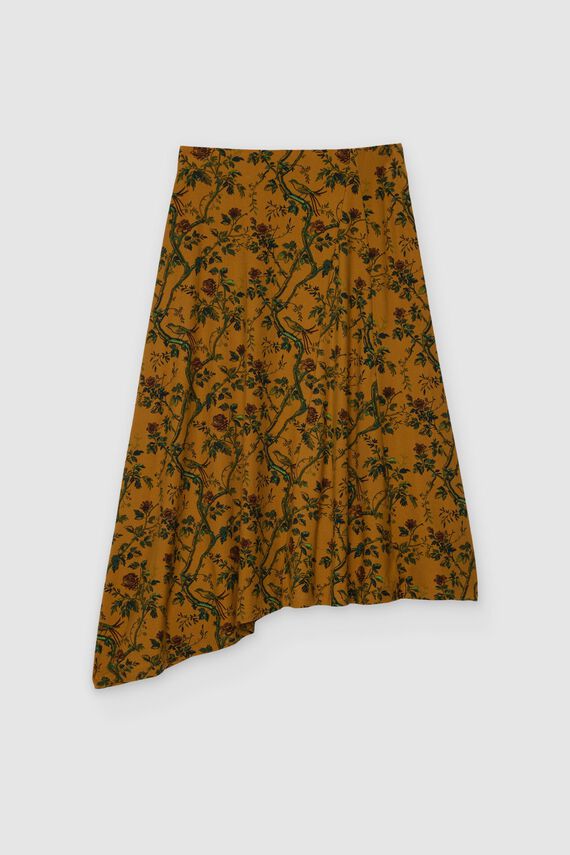 Falda midi asimétrica estampada