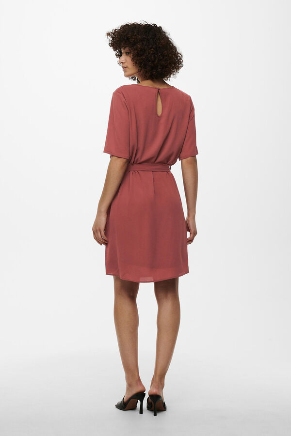 Springfield Mini dress with 2/4 sleeves and round neck brick