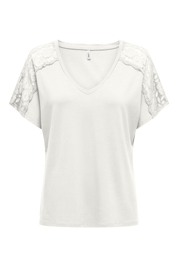 Springfield Lace V-neck T-shirt white