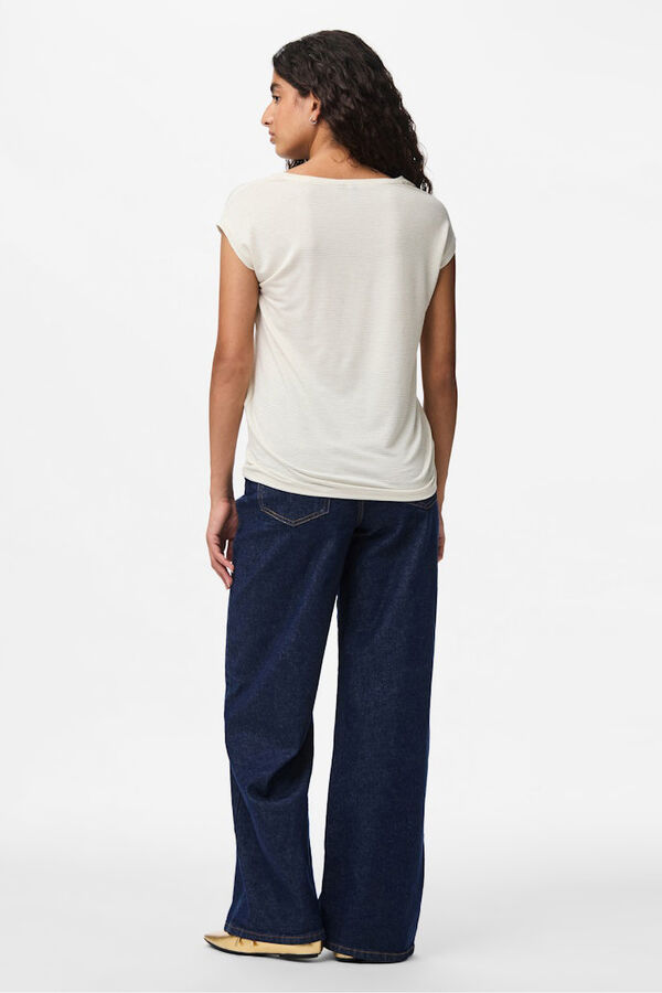 Pieces Lurex V T-shirt white
