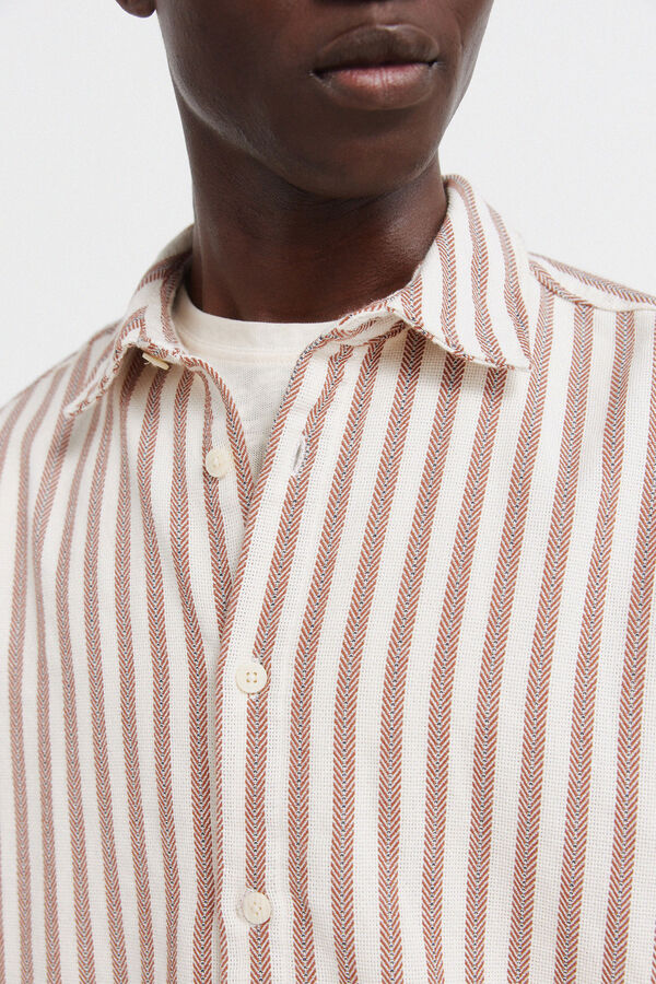 Springfield Striped rustic short sleeve shirt red