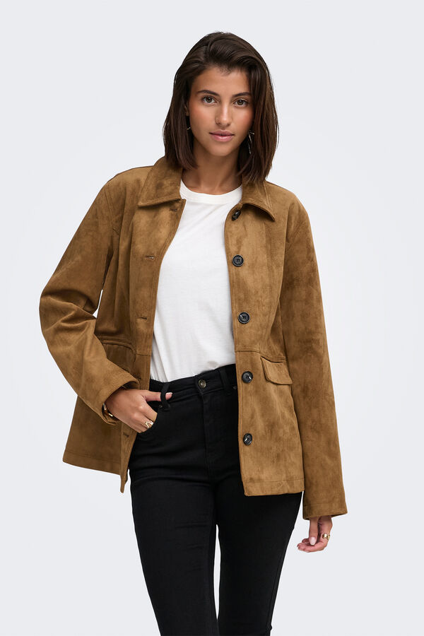 JDY Suede jacket nude