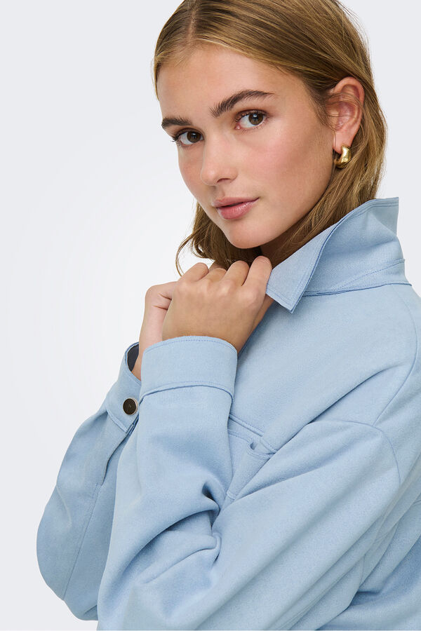 JDY Lightweight suede jacket blue
