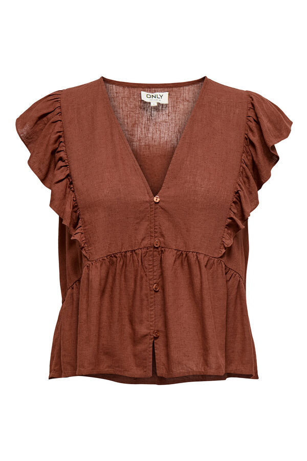 Only Blusa de linho com regular fit vermelho