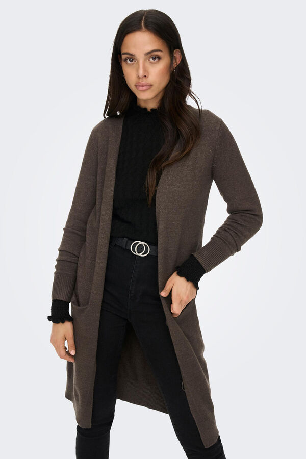 Springfield Long cardigan with pockets brown