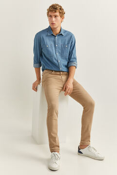 Springfield Pantalon 5 poches couleur skinny lav&eacute; camel