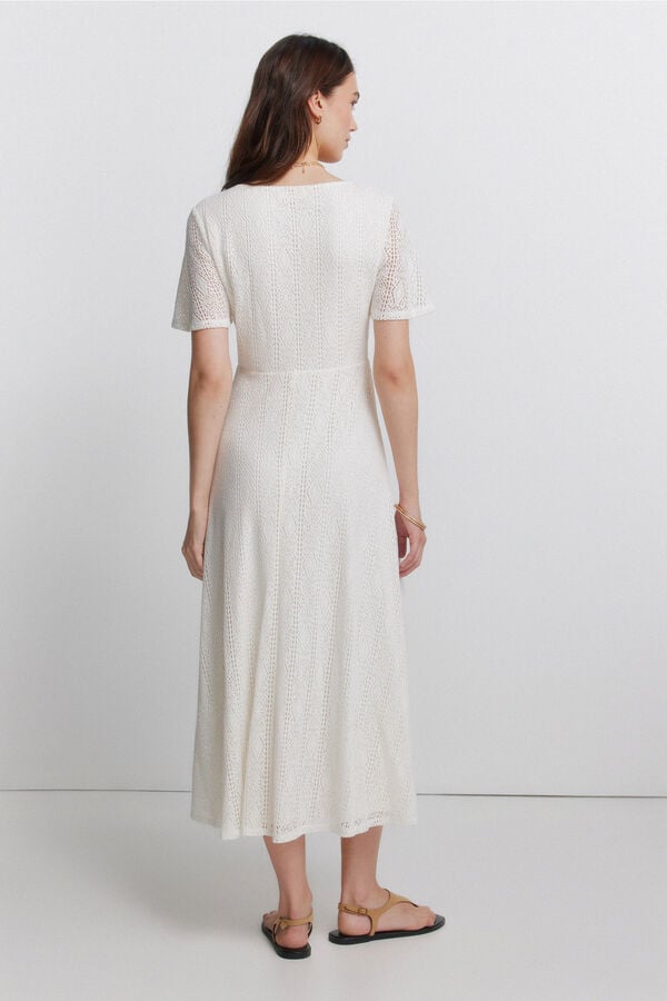 Springfield Embroidered midi dress printed