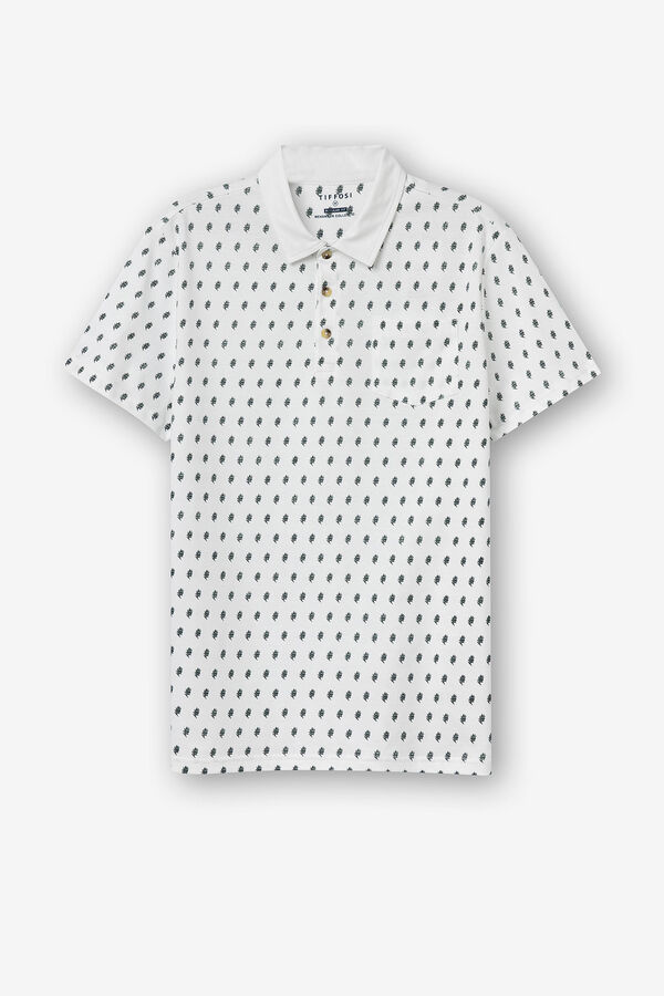 Springfield Printed polo shirt with pocket white
