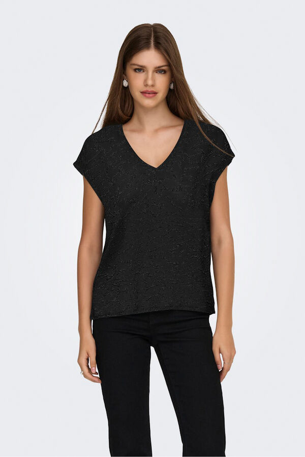 Only T-shirt com glitter  preto