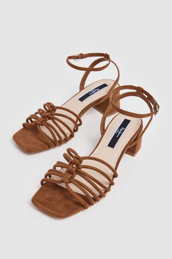 Springfield Faux leather mid heel sandals | Pepe Jeans tan