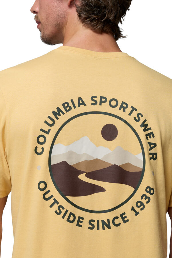 Columbia T-Shirt mit Natur-R&uuml;ckenprint Gelb