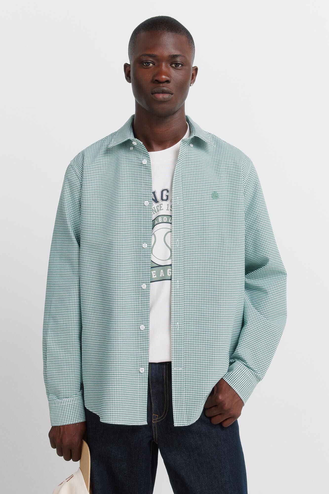 Springfield Oxford gingham print wrinkle free shirt