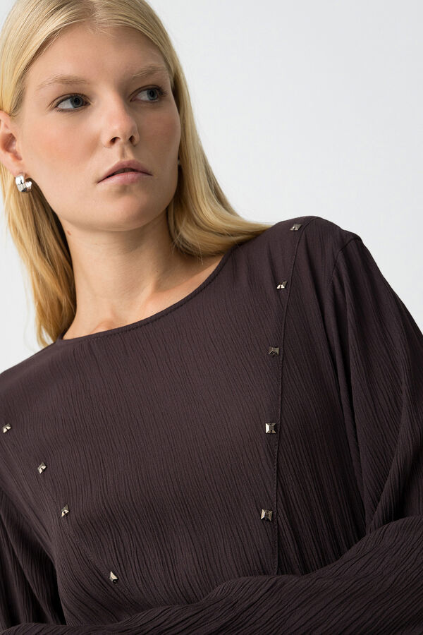 Tiffosi Dress with Metallic Details Braon