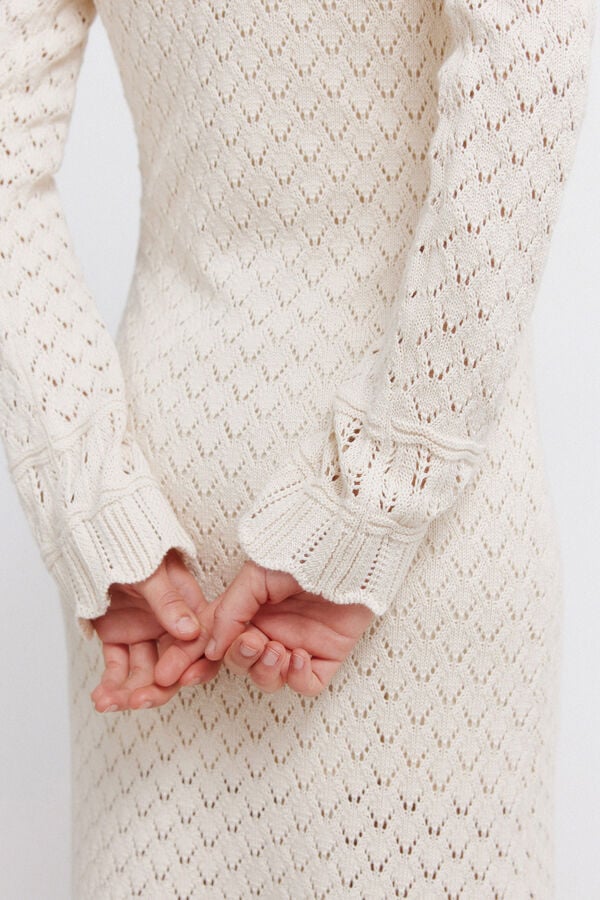 Springfield Pointelle jersey-knit midi dress brown