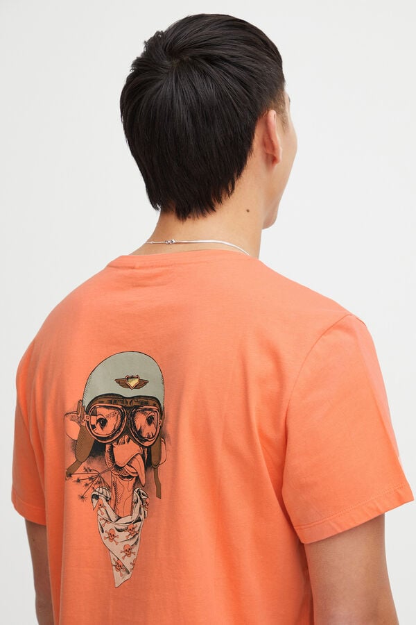 Springfield Camiseta Manga Corta - Print Espalda coral