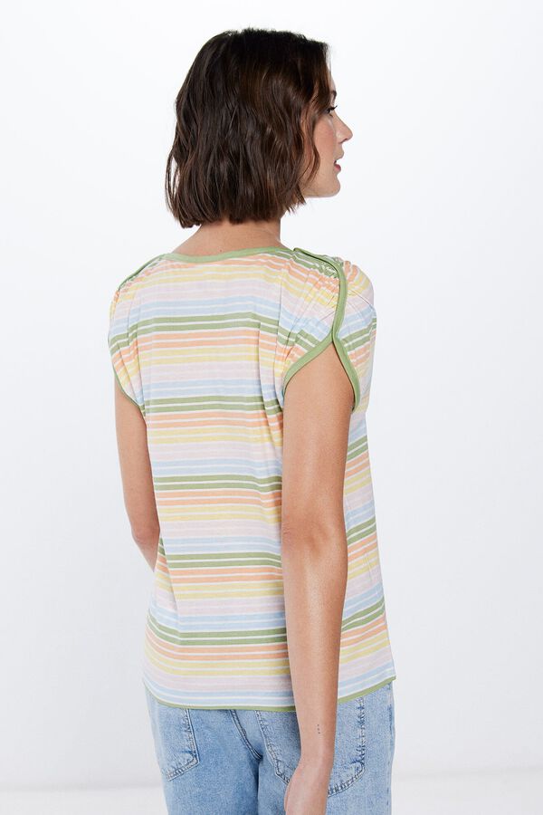 Springfield T-Shirt Print Raffungen Schulter color