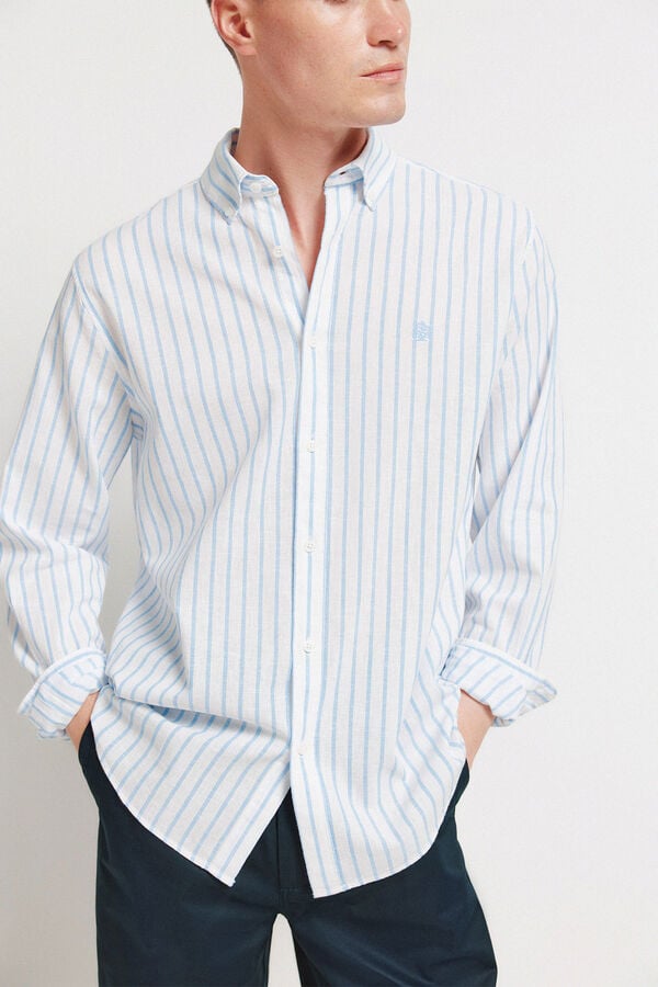 Springfield Striped linen shirt white