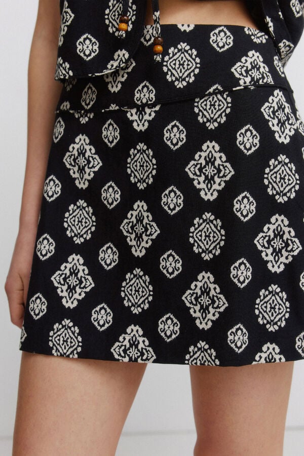 Springfield Ethnic print short skirt black