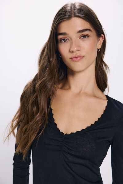 Springfield V neckline lingerie T-shirt black