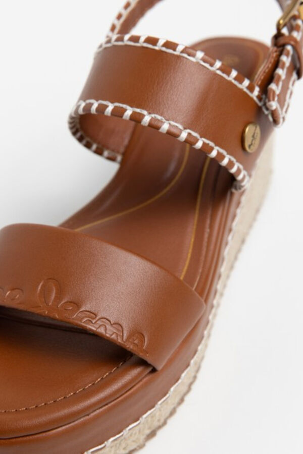 Pepe Jeans Wedge sandals with ankle fastening mink