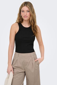 Only Sleeveless ribbed top black