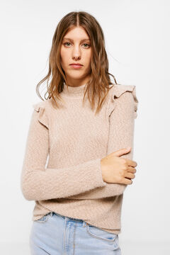 Springfield Chenille T-shirt with mock turtleneck brown