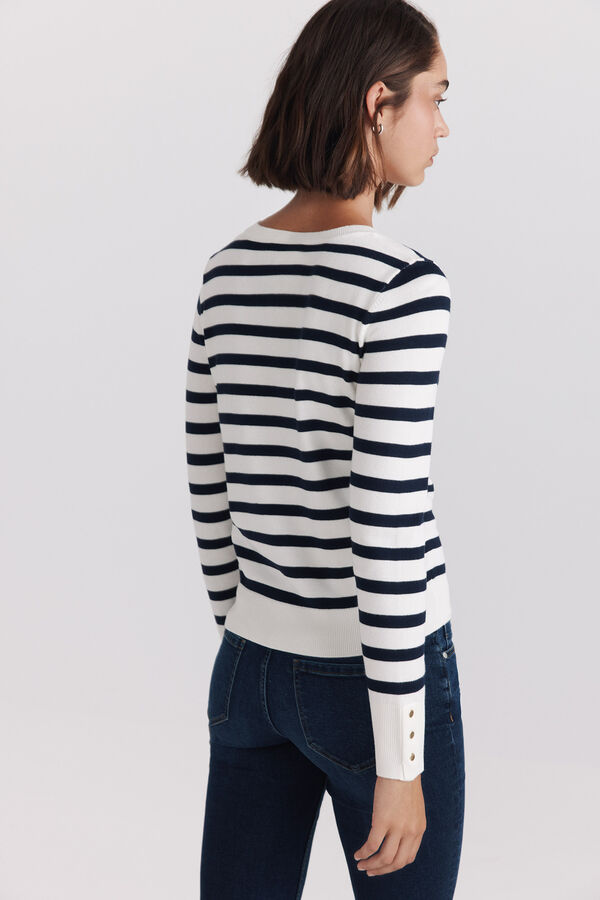 Springfield Basic fine knit buttoned jumper beige