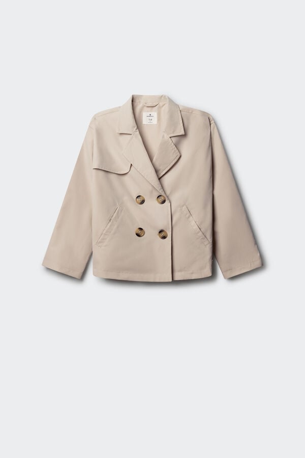 Springfield Kids Kratak ki&scaron;ni mantil za devojčice Bež