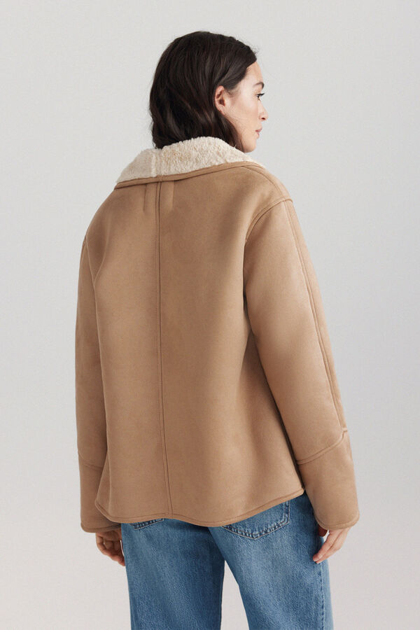 Springfield Short faux suede faux shearling coat mink