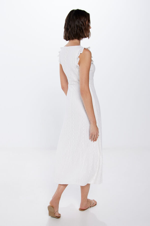 Springfield Crochet midi dress white