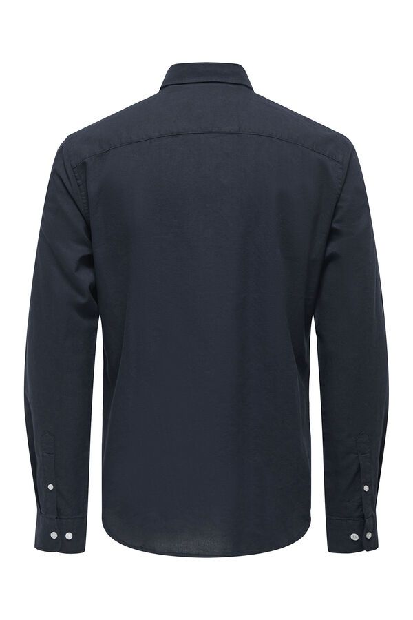 Springfield Long-sleeved Oxford shirt with pocket tamno plava