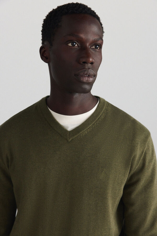 Springfield V-neck basic jumper green