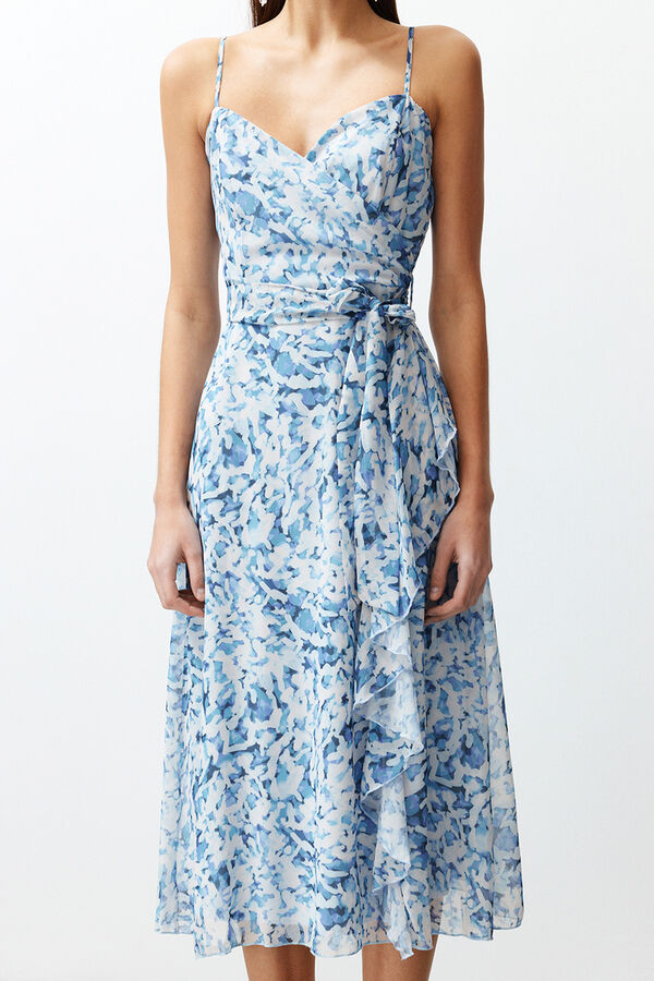 Trendyol Vestido midi de tirantes lazo azul