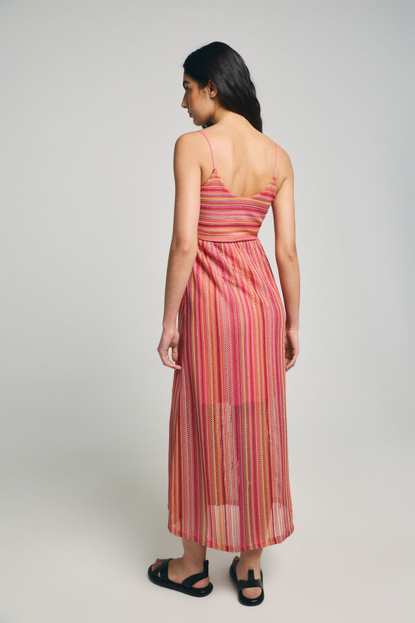 Only Vestido largo cuello en V fucsia