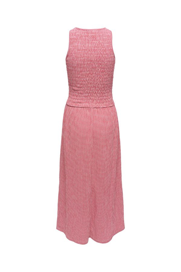 Only Vestido largo cuadros vichy rojo