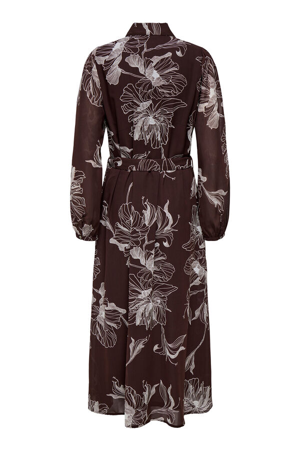 Only Vestido largo camisero de gasa burdeos