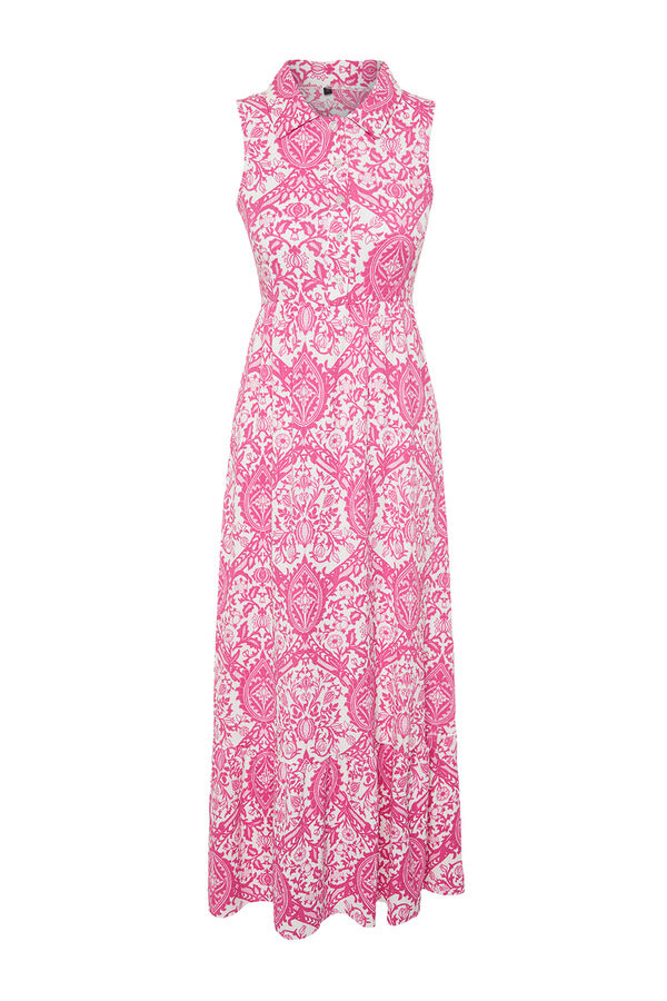 Trendyol Vestido largo cuello camisero blanco