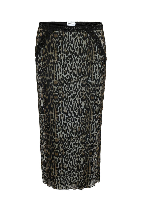 Noisy May Animal print midi skirt with waistband green