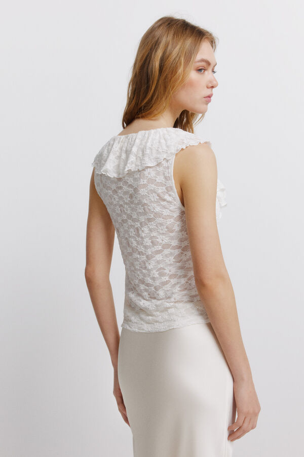 Springfield Lace ruffle top printed