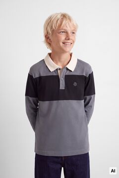 Springfield Kids Polo majica dugih rukava sa krojenim i &scaron;ivenim detaljima za dečake